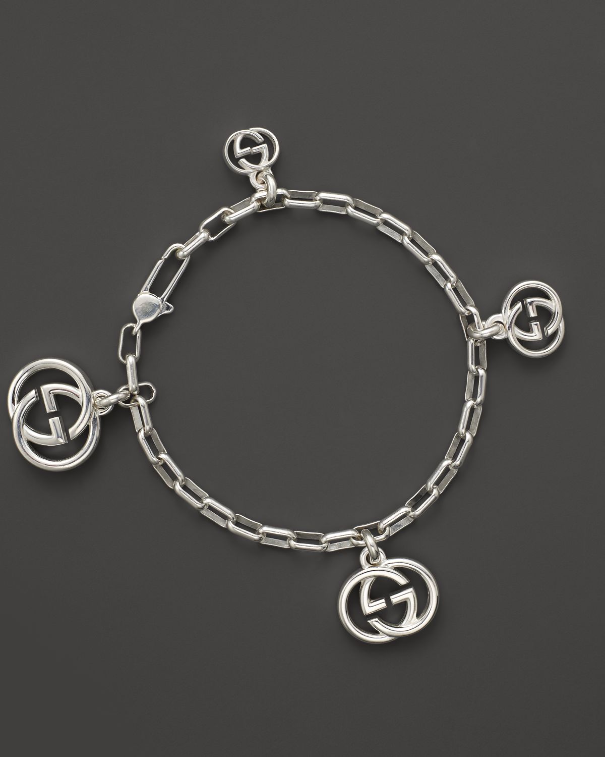 Gucci Interlocking Collection Double G Charm Bracelet in Silver | Lyst