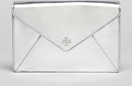 silver tory burch clutch