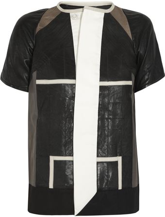 Rick Owens Paneled Leather Top - Lyst