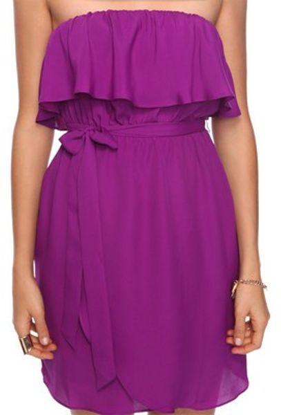 Forever 21 Flounce Strapless Dress in Purple