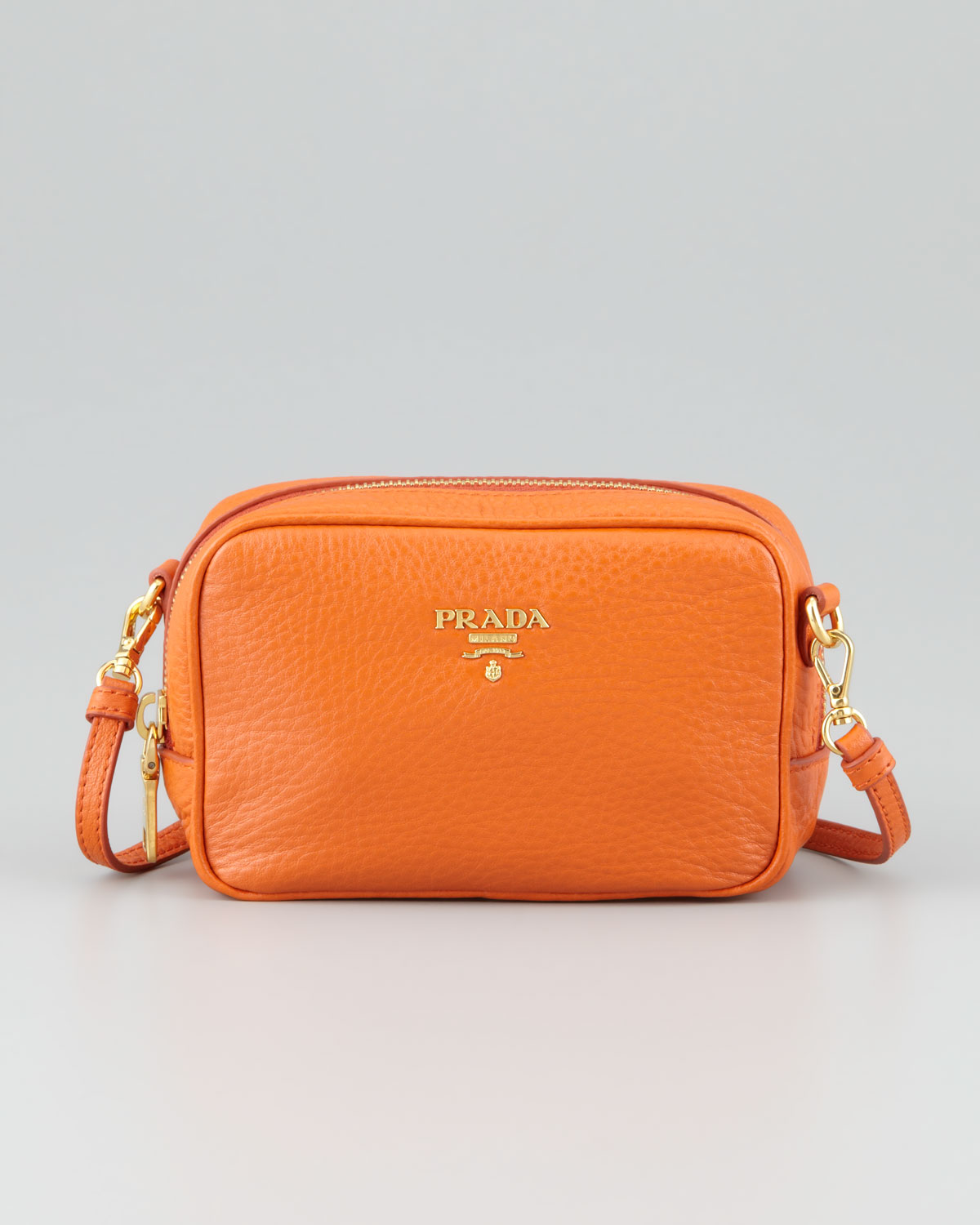 Prada Mini Ziptop Crossbody Bag in Orange | Lyst