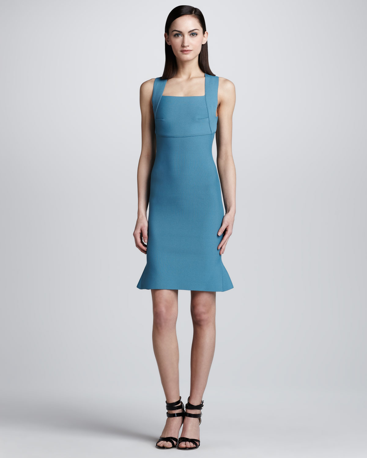 Roland Mouret Brooks Scubaknit Racerback Dress Turquoise in Blue (TURQUOISE) Lyst