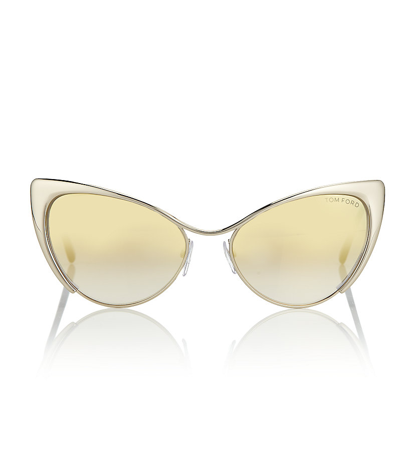 Tom Ford Mirrored Cat Eye Sunglasses In White Gold Lyst