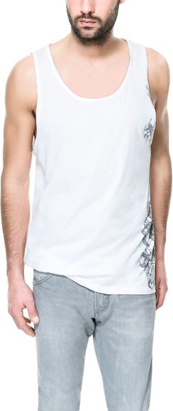 Zara Dragon Print T-shirt in White for Men
