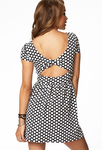 Forever 21 Polka Dot Baby Doll Dress in White (Blackwhite)