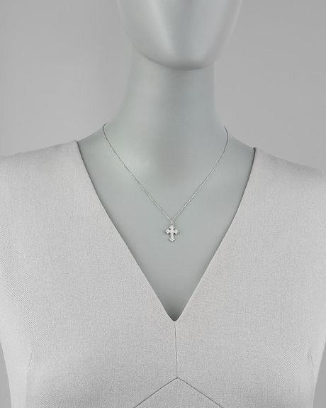 Kc Designs Byzantine Cross Necklace White Gold in Silver (WHITE)
