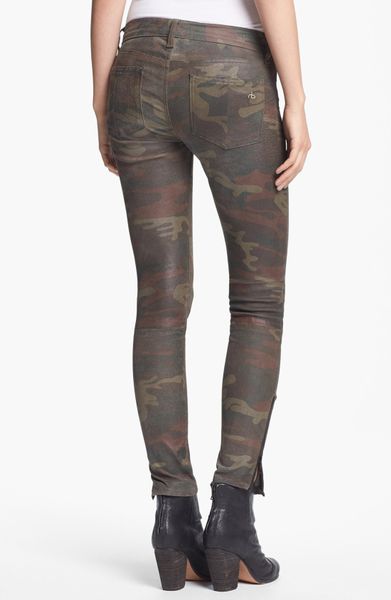 Rag & Bone Skinny Camo Print Leather Pants in Khaki (Desert Camo