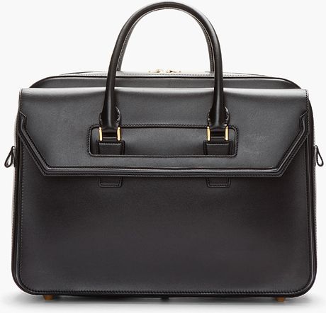 black leather computer briefcase