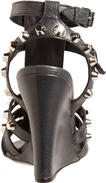 Balenciaga Arena Giant Gladiator Wedge Sandal in Black (silver) | Lyst