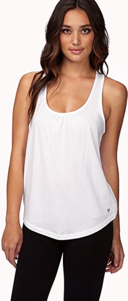 Forever 21 Knotted Back Workout Tank in White