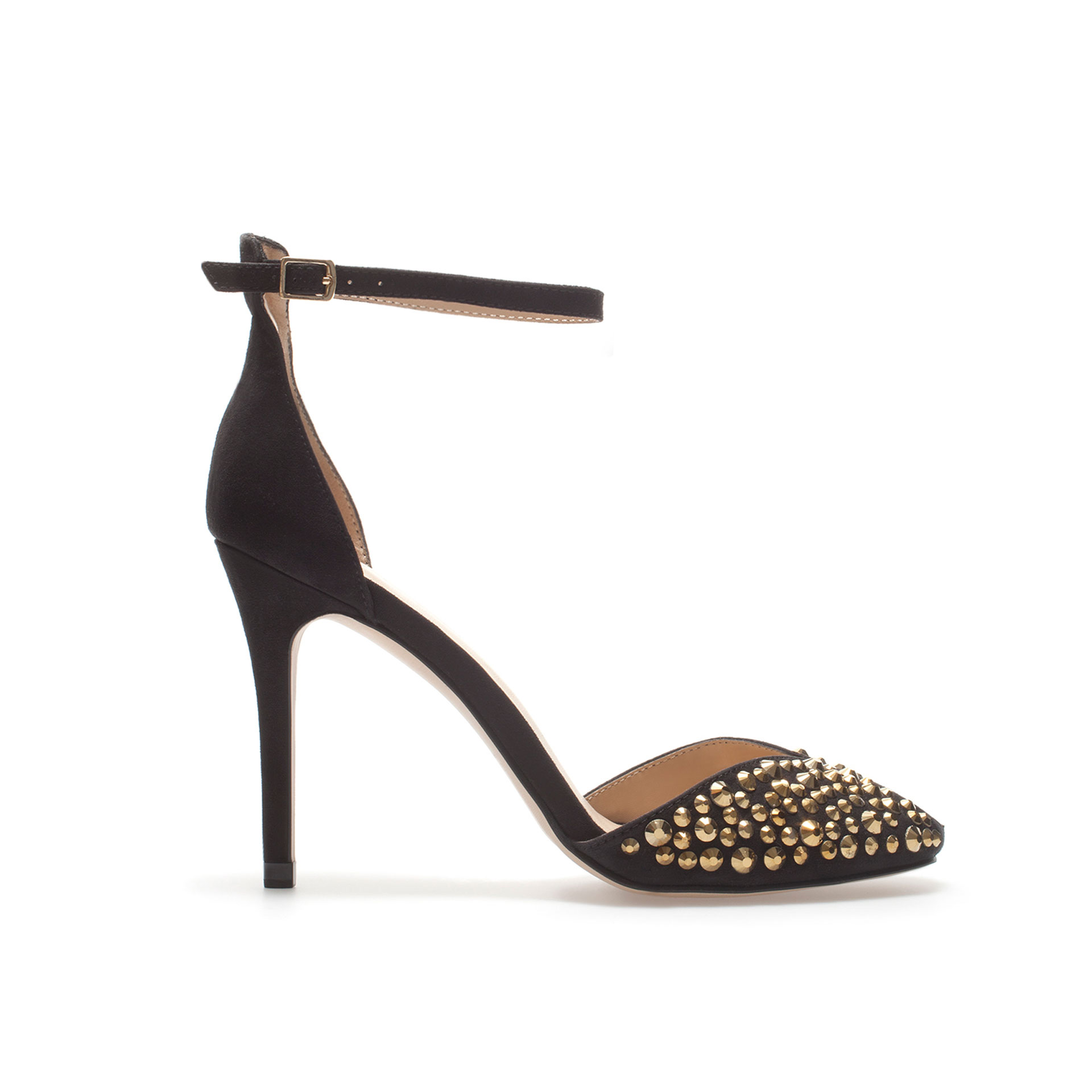 Zara Shiny Vamp Heels in Black | Lyst