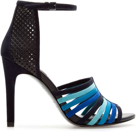 Zara Strappy Sandal with Ankle Straps in Blue (Electric blue) - Lyst