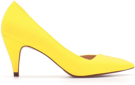 Zara Medium Heel Court Shoe in Yellow (Lime green) | Lyst