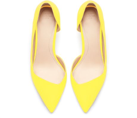 Zara Medium Heel Court Shoe in Yellow (Lime green) | Lyst