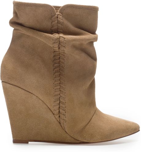 Zara Suede Wedge Ankle Boot in Beige (Sand)