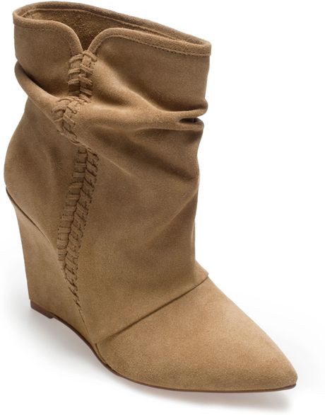 Zara Suede Wedge Ankle Boot in Beige (Sand)