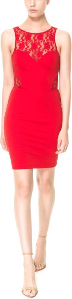 Zara Combined Tube Dress in Red (Strawberry) | Lyst