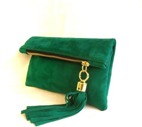 green suede clutch