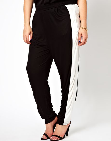 Asos Curve Jersey Peg Trouser with Side Stripe in White (Blackwhite ...