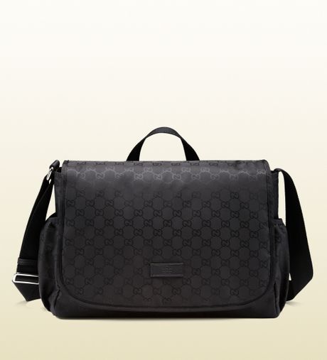 Gucci Black Nylon Guccissima Diaper Bag in Black | Lyst