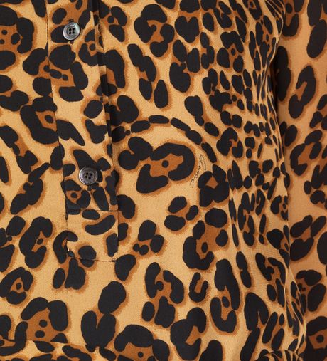 Gucci Jaguar Print Silk Shirt Dress in Animal (jaguar) | Lyst
