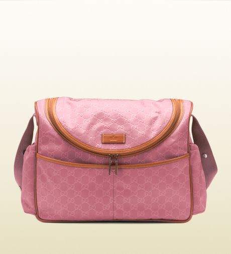 Gucci Dark Pink Nylon Guccissima Diaper Bag in Pink | Lyst