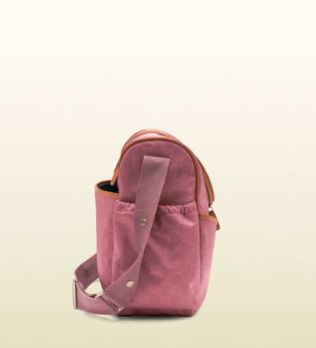 Gucci Dark Pink Nylon Guccissima Diaper Bag in Pink | Lyst