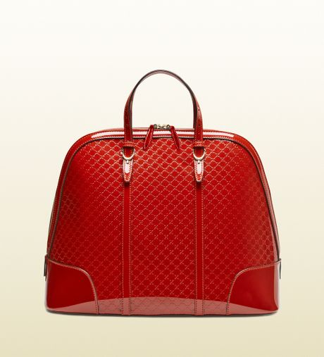 Gucci Patent Leather Top Handle Bag in Red | Lyst