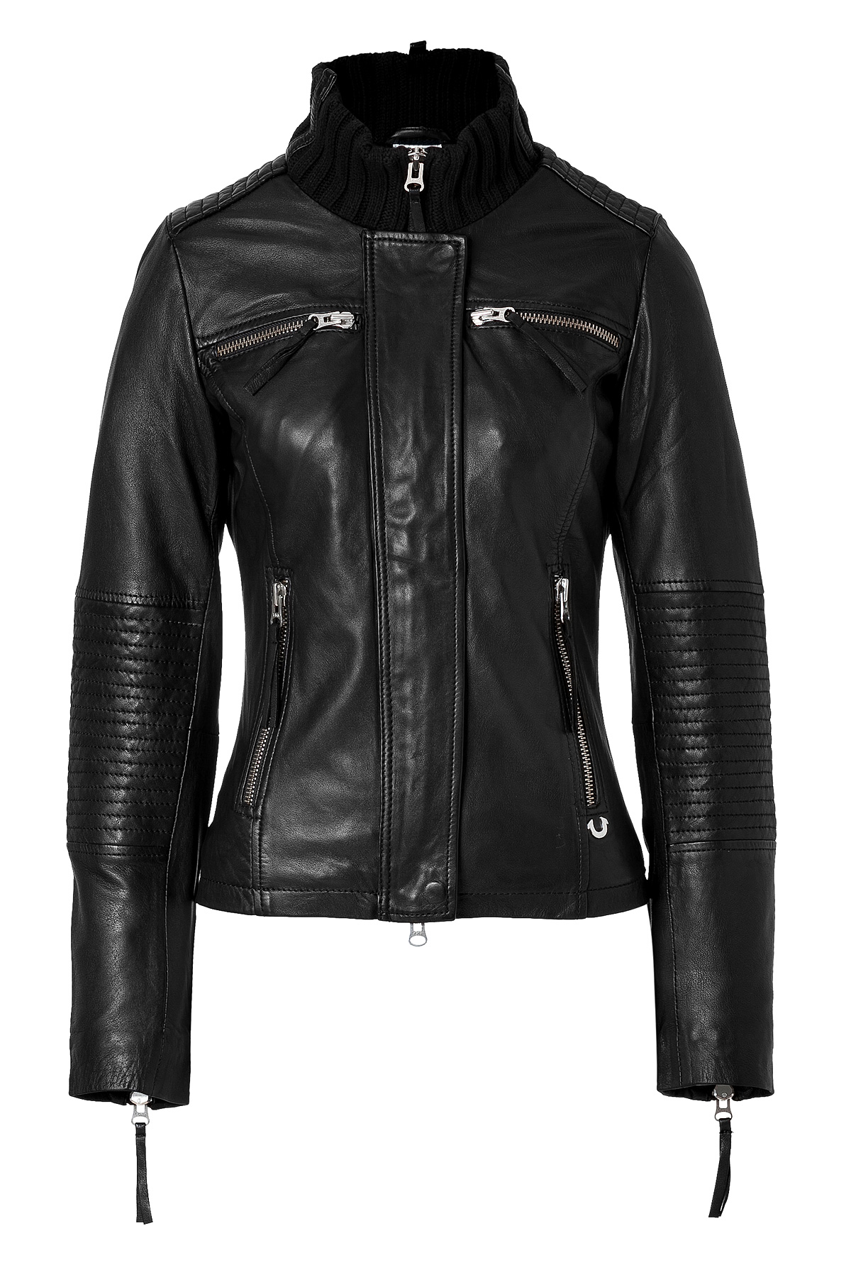 True Religion Leather Biker Jacket in Black in Black | Lyst