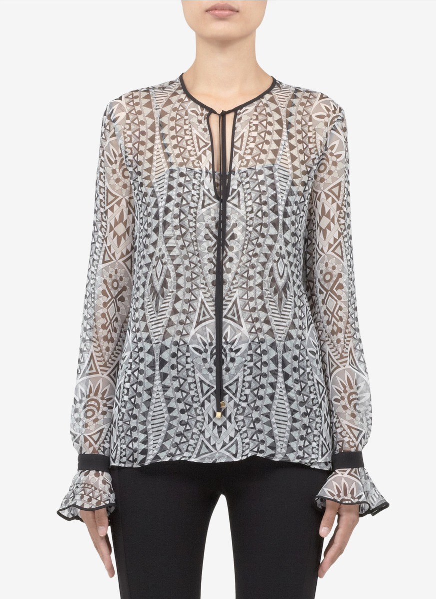 Emilio Pucci Printed Silk Blouse in White (multi) | Lyst