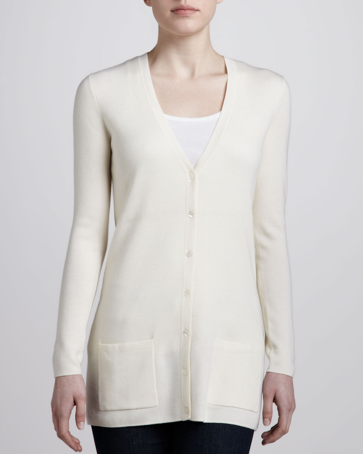 Michael Kors Long Cashmere Cardigan Ivory in White (IVORY) Lyst