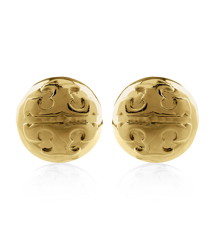 Tory Burch Small Dome Logo Stud Earrings in Gold | Lyst