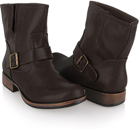 Forever 21 Leatherette Biker Ankle Boots in Brown