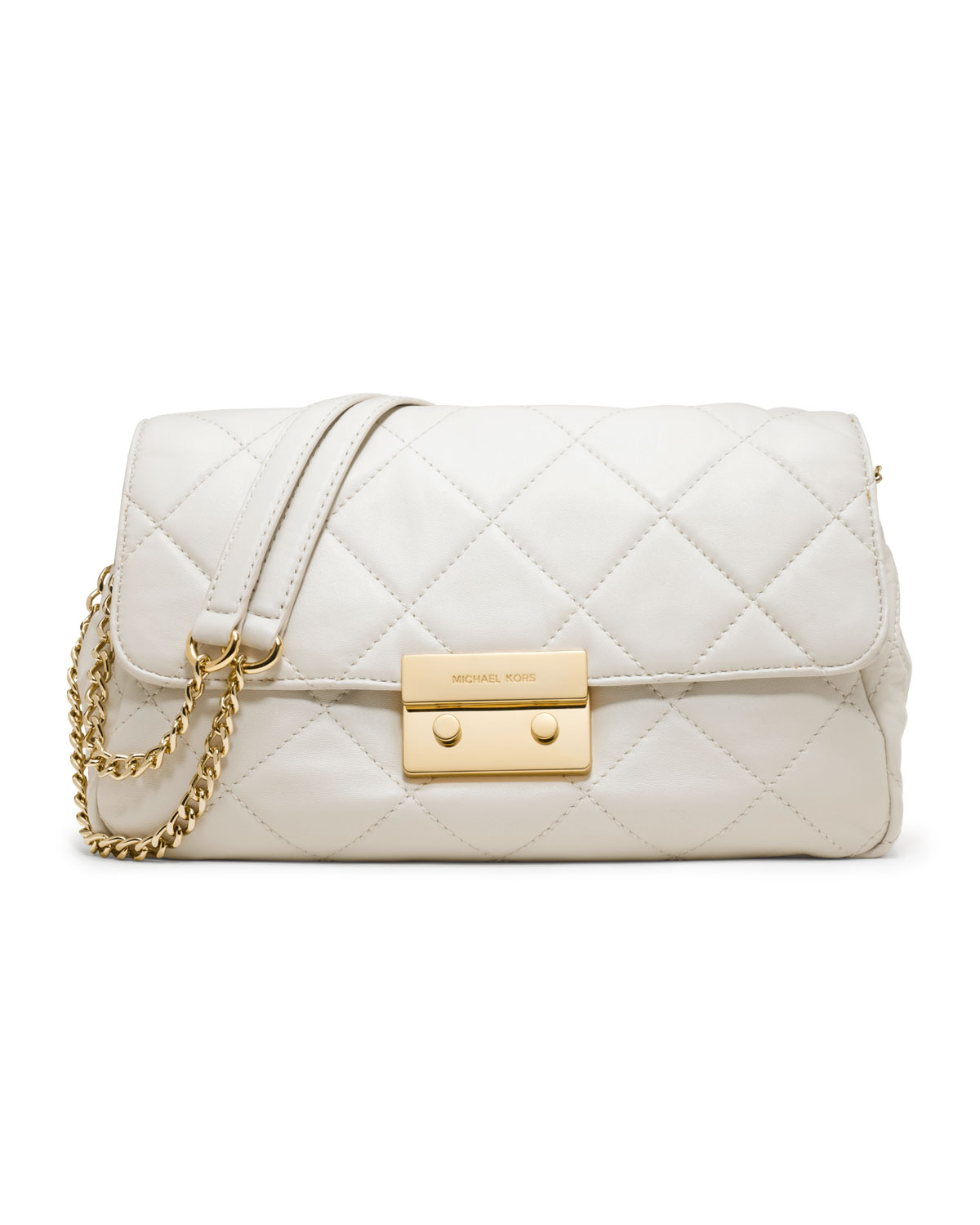 Michael By Michael Kors Large Sloan Quilted Shoulder Bag in White ...