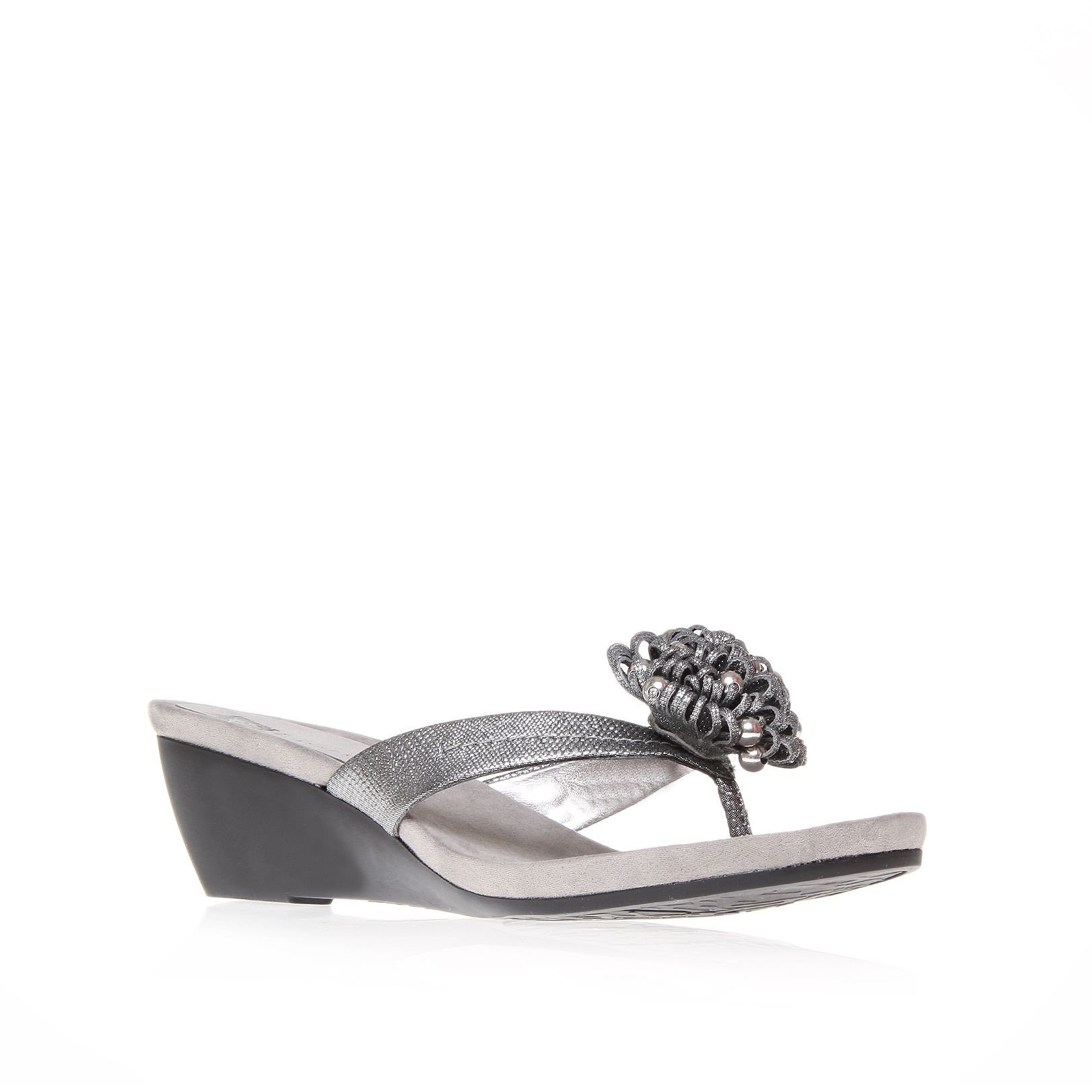 Anne Klein Cambray3 Wedge Flip Flop Sandals in Silver | Lyst