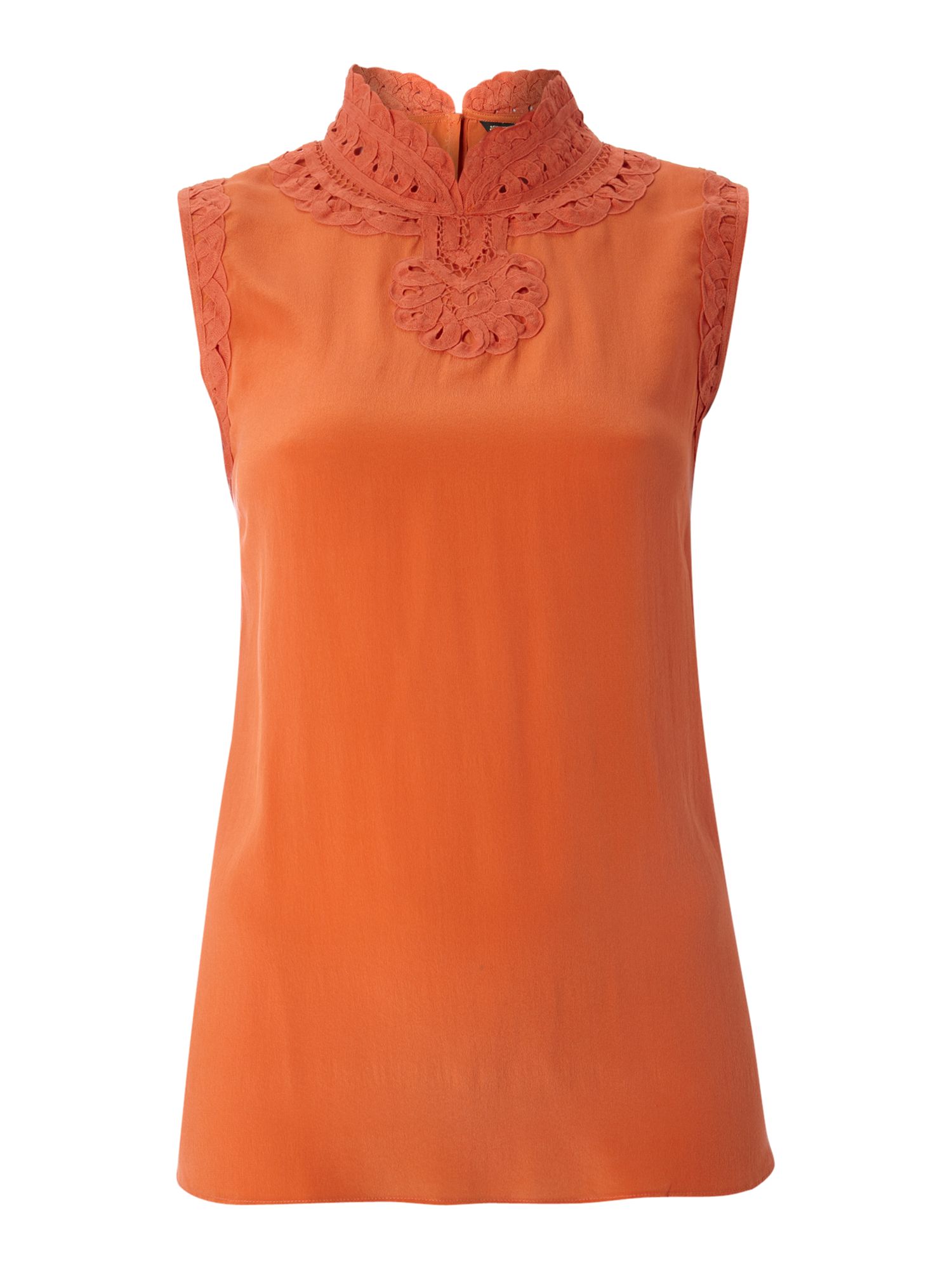 Biba Sleeveless Lacework Silk Blouse in Orange (Burnt Orange) Lyst