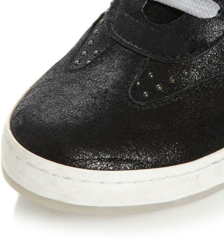 dune black wedge trainers