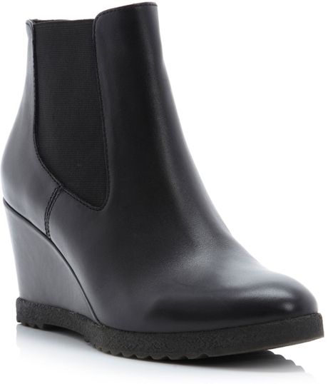 dune flat chelsea boots in black leather