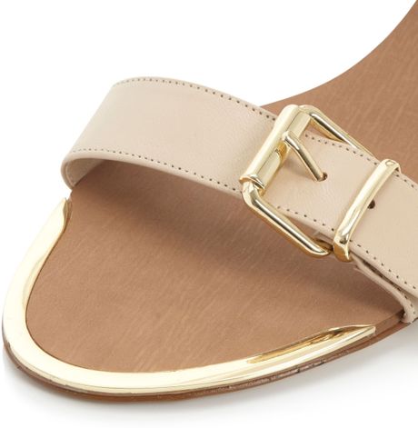 Dune Geesha Laser Low Wedge Sandals in Brown (Blonde) | Lyst