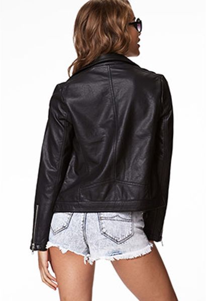 Forever 21 Faux Leather Moto Jacket in Black | Lyst