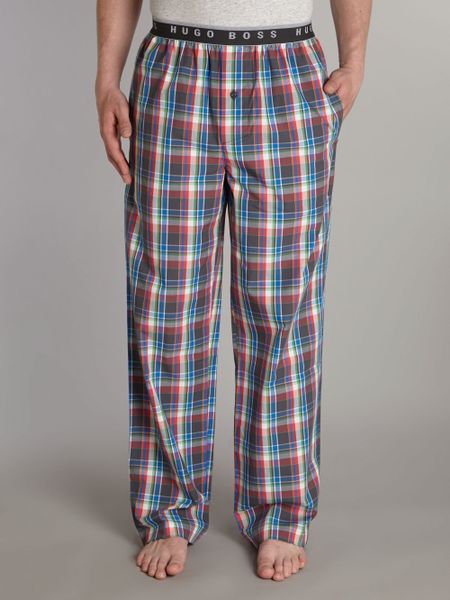 Hugo Boss Check Long Pyjama Pant in Multicolor for Men (Blue)