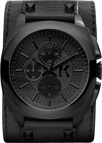 Karl Lagerfeld Edge Black Leather Mens Watch in Black for Men | Lyst