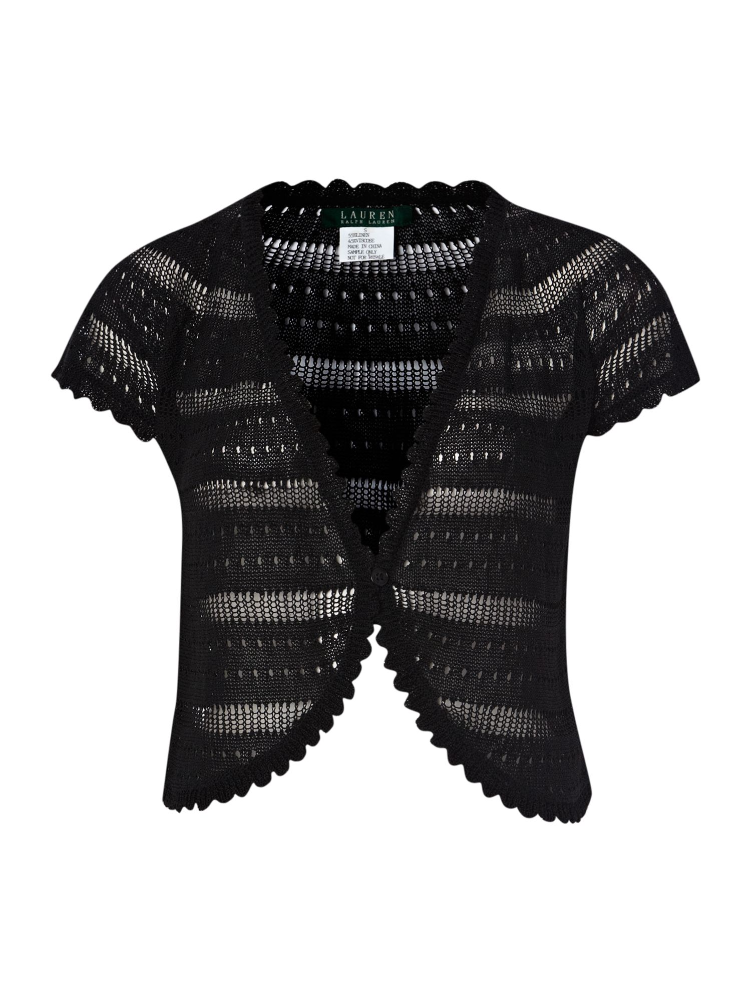 Lauren By Ralph Lauren Short Sleeve Crochet Bolero in Black Lyst