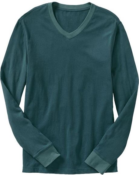 Old Navy Long Sleeve V Neck Tees in Green for Men (Teal Midnight)