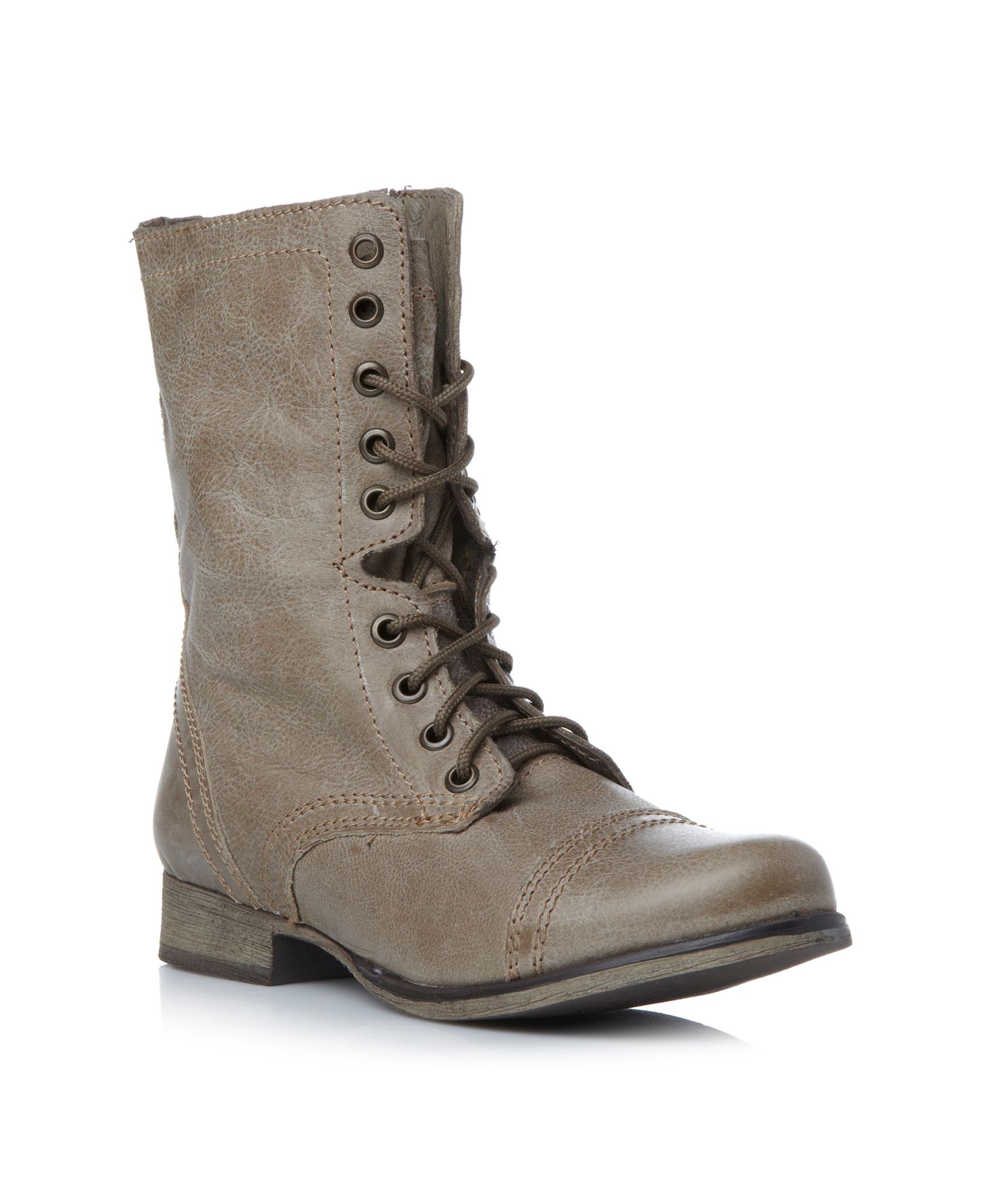 Steve Madden Troopa Sm Military Lace Up Boots in Gray for Men (Stone ...