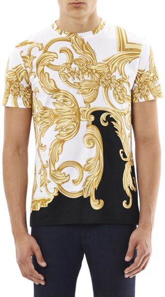 Versace Print Tshirt in Gold for Men (white)