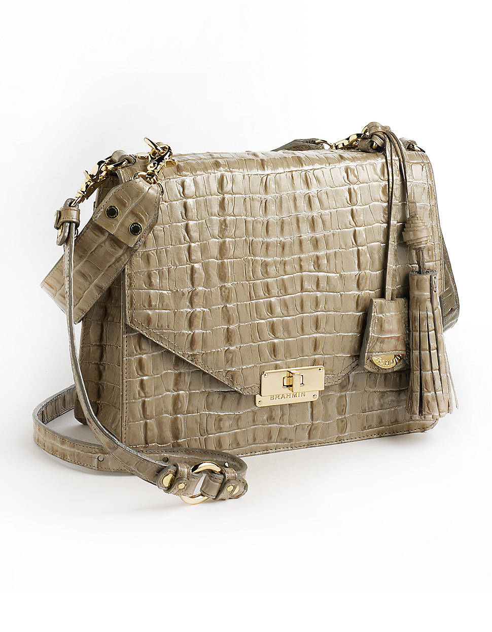 Brahmin Ophelia Leather Shoulder Bag in Gray (Agave) Lyst