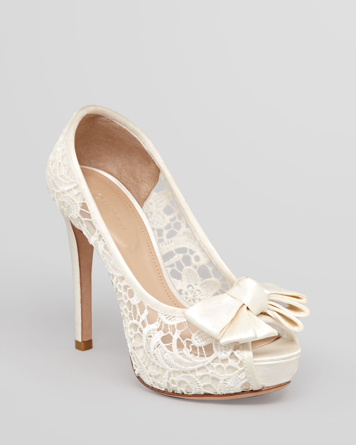 Joan And David Peep Toe Platform Pumps Cutie Lace In White Lyst 9318