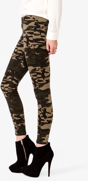 Forever 21 Stretchy Camo Pants in Green (Dark olivetaupe) | Lyst