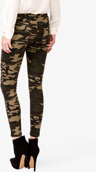 Forever 21 Stretchy Camo Pants in Green (Dark olivetaupe) | Lyst